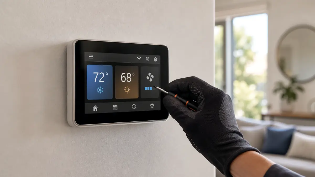 Trane ComfortLink II XL850 communicating thermostat showing a fault alert in Santa Clarita, CA